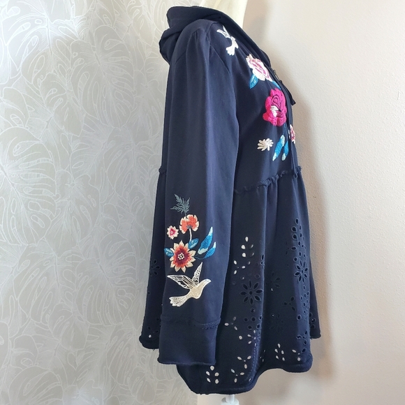 Johnny Was Floral Junia French Terry Cotton Zip Up Hoodie Jacket - Picture 10 of 15